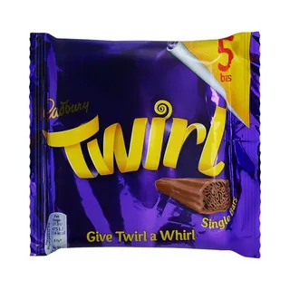 Cadbury Twirl Chocolate, 5 Bars, 107.5g