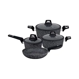 Royalford Chef Art Aluminium Cookware Set, Black, 7 Pieces