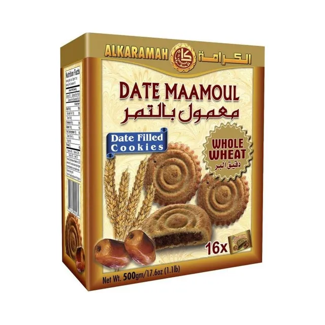 الكرامة كوكيز معمول محشو تمر بالقمح الكامل 16 قطعة، 500جم