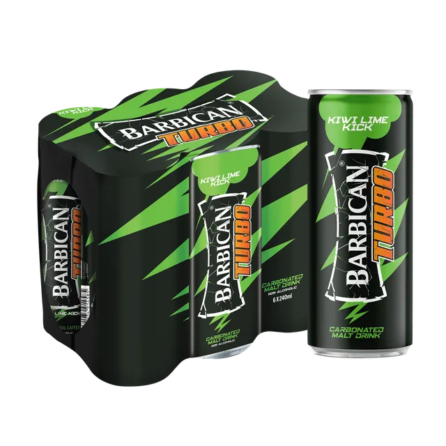 Barbican Turbo Kiwi Lime Kick Energy Drink 6x240ml