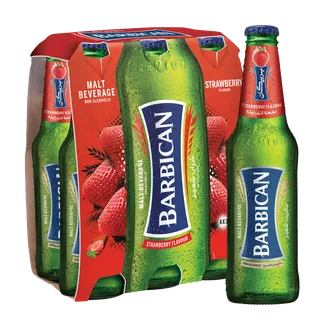 Barbican Strawberry Flavoured Non Alcoholic Malt Glass Bottles, 6x325ml