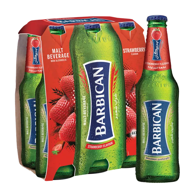 Barbican Strawberry Flavoured Non Alcoholic Malt Glass Bottles, 6x325ml