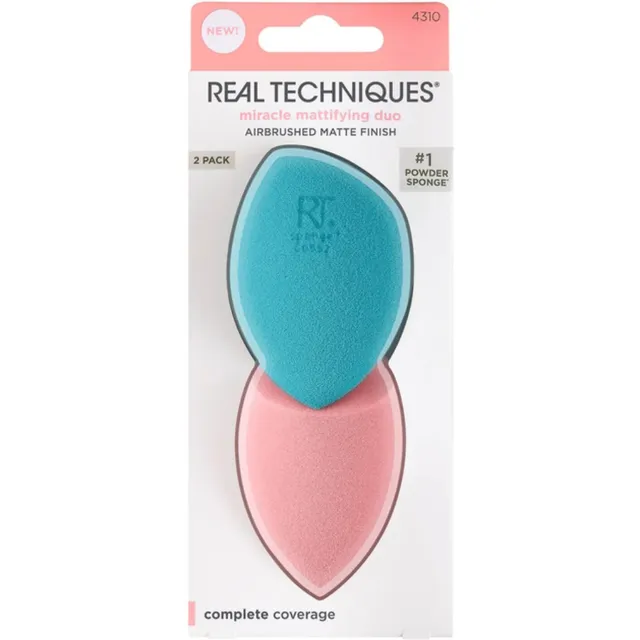 Real Techniques Miracle Mattifying Duo Make Up Sponge, 2 Pcs