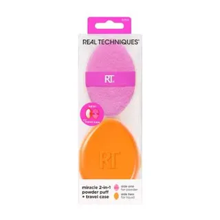 Real Techniques Miracle 2 In 1 Powder Puff With Case Set