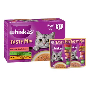 Whiskas Tasty Mix, Mix of the Sea Collection Wet Cat Food, 12x70g
