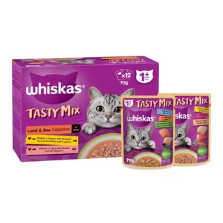 Whiskas Tasty Mix Land & Sea Collection In Gravy Pack Of 12 (multipack)