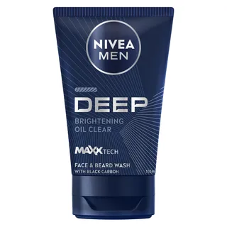 Nivea Deep Active Charcoal Face & Beard Cleanser Face Wash for Men, 100ml