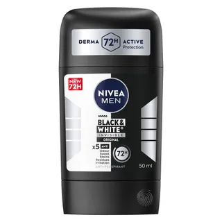 NIVEA Men Black & White Invisible 3in1 Original 48H Antiperspirant Deodorant Stick, 50ml