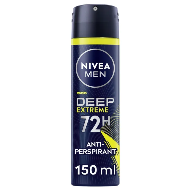 NIVEA Men Deep Extreme Black Carbon 72H Antibacterial & Antiperspirant Deodorant Spray