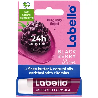 Labello 24H Moisturizing Blackberry Shine Burgundy Tinted Lip Balm with Shea Butter, Natural Oils & Vitamins, 1 Piece