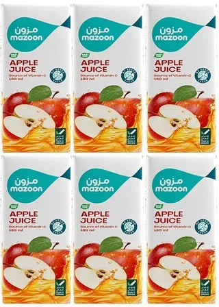Mazoon Long Life 100% Apple Juice, 6x180ml