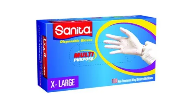 Sanita Disposable Gloves, X Large, 100 Gloves