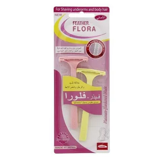 Feather Flora 2 Piece Shaving Razors Pink Yellow 2 Pieces