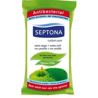 Septona Anti Bacterial Refreshing Wet Wipes Green Apple 15 pcs