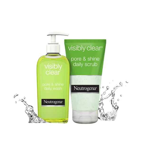 Neutrogena Pore & Shine Facial Wash, 200 ml + Neutrogena Facial Scrub, 150 ml
