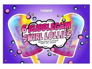 Iceland Bubblegum Swirl Lollies, 6x300ml