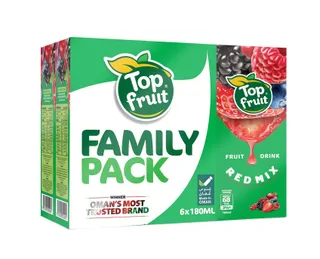 Topfruit Red Mix Fruit Drink No Added Sugar, 6x180ml