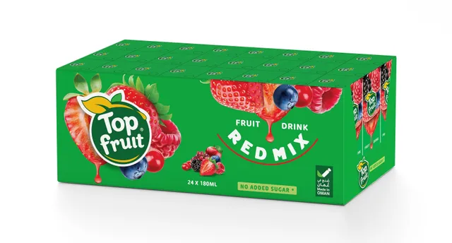 Topfruit Red Mix Fruit Drink No Added Sugar, 24x180ml