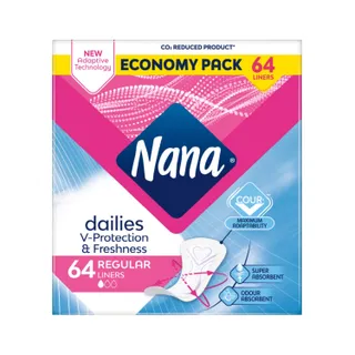 Nana Daily Fresh Regular Unscented Liners, 64 Count