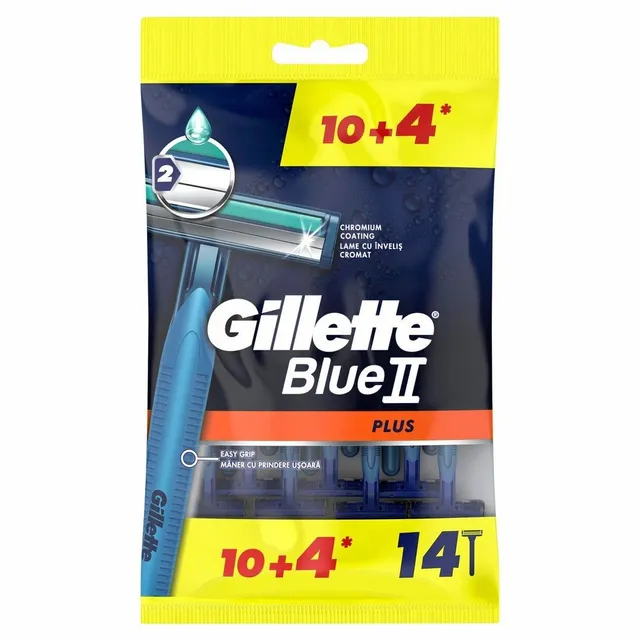 Gillette Blue 2 Plus Disposable Razors 10+4 Pieces