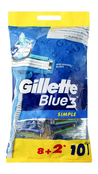 Gillette Blue3 Simple Disposable Razors 8+2 Pieces