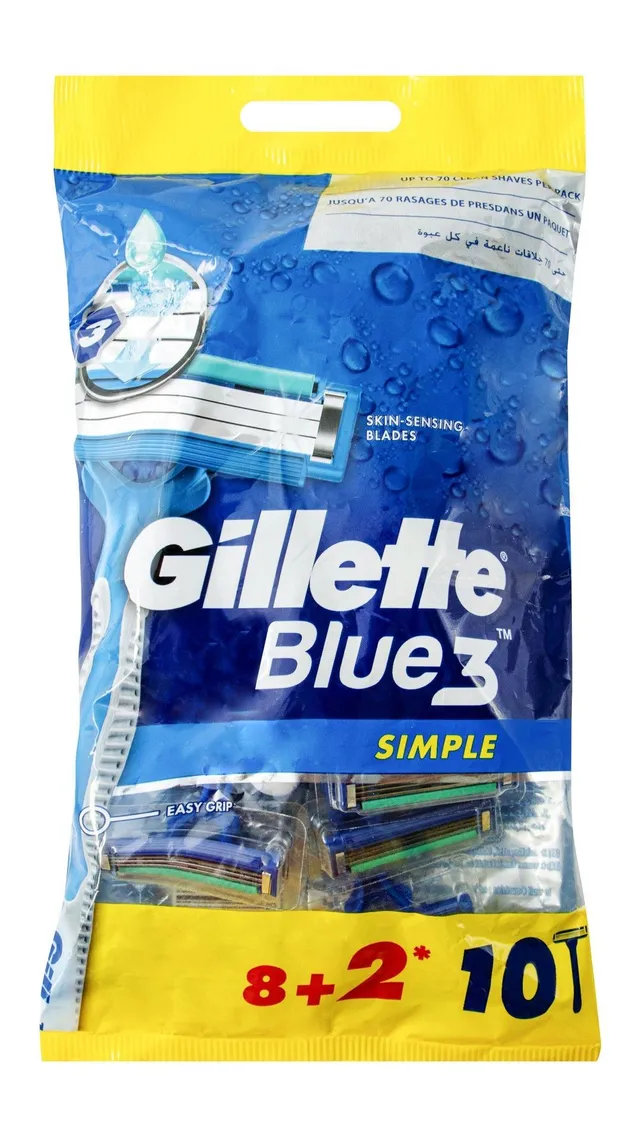 Gillette Blue3 Simple Disposable Razors 8+2 Pieces
