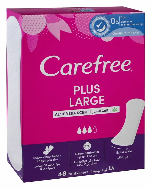 Carefree Plus Large Aloe Panty Liners, 48 Pieces