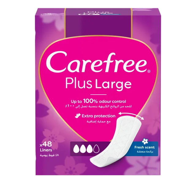 Carefree Plus Large Fresh Scent Panty Liners, 48 Pieces