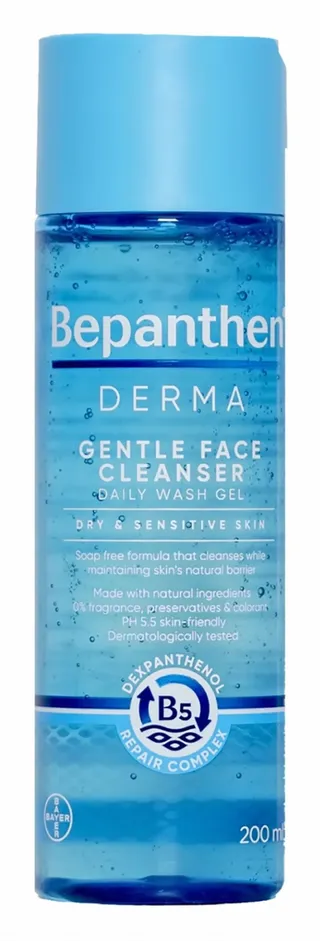 Bepanthen Derma Repairing Gentle Gel Face Cleanser with Dexpanthenol for Dry & Sensitive Skin pH5.5, 200ml