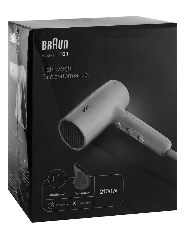 براون HD2.1 مجفف شعر 2100 واط - أبيض، BRHD210SDE، 1 حزمة