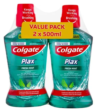 Colgate Plax Fresh Mint Mouthwash, 2x500ml