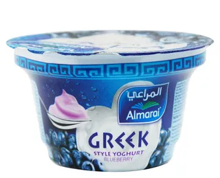 المراعي زبادي يوناني ستايل كامل الدسم توت أزرق، 150جم