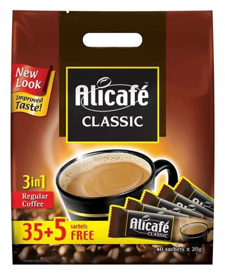 أليكافيه كلاسيك 3in1 أكياس قهوة سريعة الذوبان عادي، 40x20g