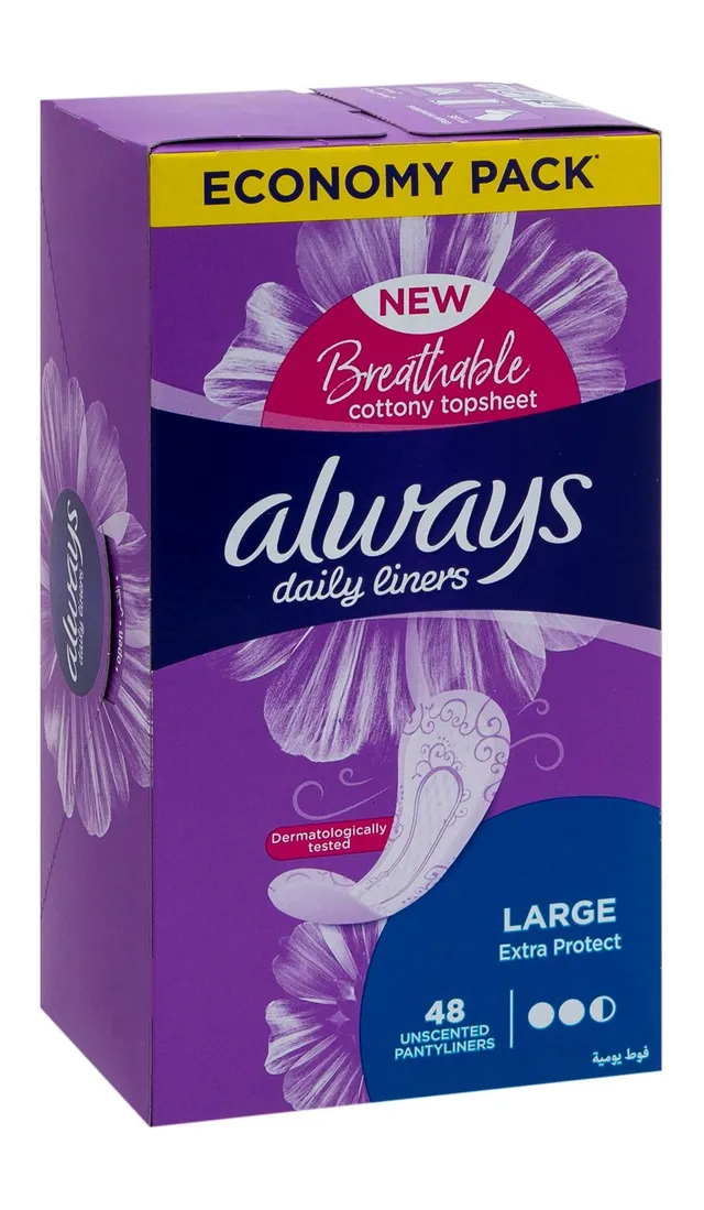 Always Daily Unscented Large Pantyliners 48 Pieces