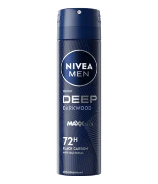 Nivea Deep Black Carbon Antibacterial Dark Wood Scent Deodorant Spray for Men