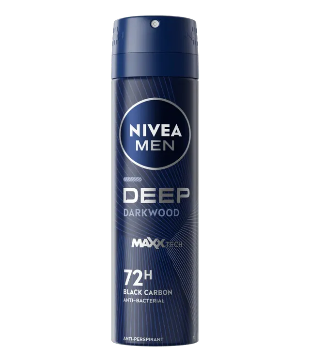Nivea Deep Black Carbon Antibacterial Dark Wood Scent Deodorant Spray for Men