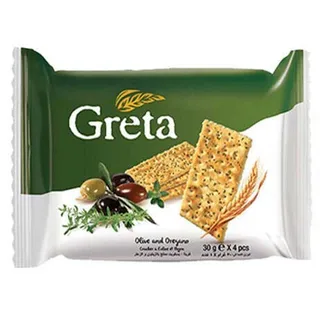 Greta Olive & Oregano Crackers, 4x30g