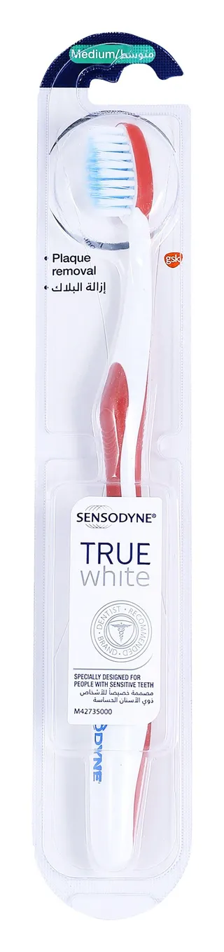 Sensodyne True White & Red Medium Toothbrush for Sensitive Teeth, 1 Piece
