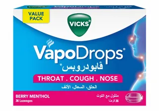 Vicks Vapo Drops Lozenges Berry & Menthol Flavor for Cough, Blocked Nose & Sore Throat