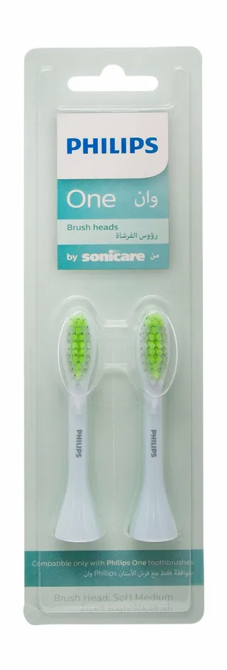 Philips One White Soft Medium Electric Toothbrush Replacement Heads, 2 Pieces