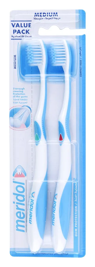Meridol White & Blue Gum Protection Medium Toothbrushes, 2 Pieces