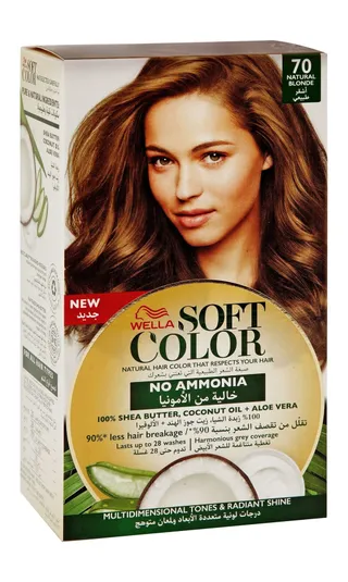 Wella Soft Color Hair Dye with Shea Butter, Coconut Oil & Aloe Vera Natural Blonde 70, 1 Pack