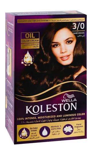 Wella Koleston Permanent Oil Cream Hair Dye Dark Brown 3/0, 1 Pack