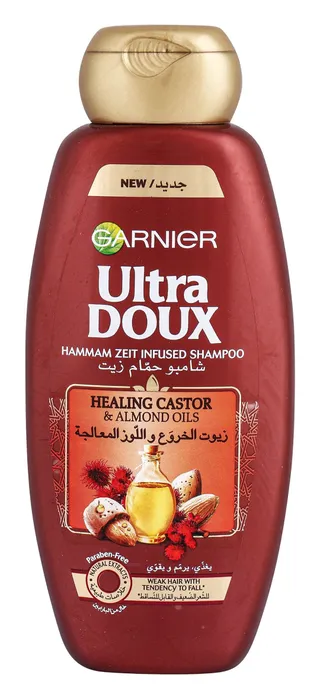 Garnier Ultra Doux Hammam Zeit Infused Shampoo with Healing Castor & Almond Oil for Weak & Falling Hair