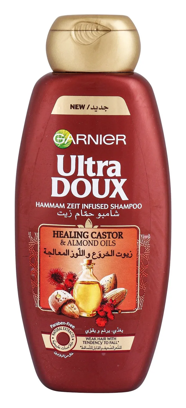 Garnier Ultra Doux Hammam Zeit Infused Shampoo with Healing Castor & Almond Oil for Weak & Falling Hair