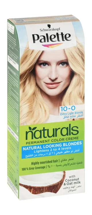 Schwarzkopf Palette Natural Permanent Hair Color Cream Fruity Scent with Coconut & Oat Milk Extra Light Blonde 10-0, 1 Pack