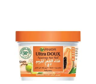 Garnier Ultra Doux Repairing 3in1 Hair Food Treatment with Amla & Papaya Extracts for Damaged Hair