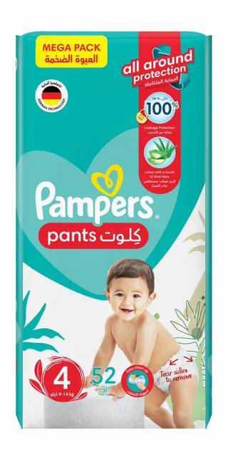 Pampers Baby Diaper Pants with Aloe Vera Lotion Size 4 (9-14kg), 52 Pieces