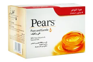 Pears Pure & Gentle Soap Bars with Glycerine & Natural Oils, 4x125g