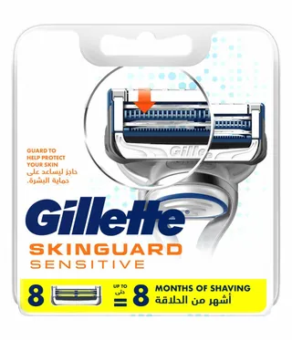 Gillette Skinguard Sensitive Razor Blade Refills for Men, 8 Pieces